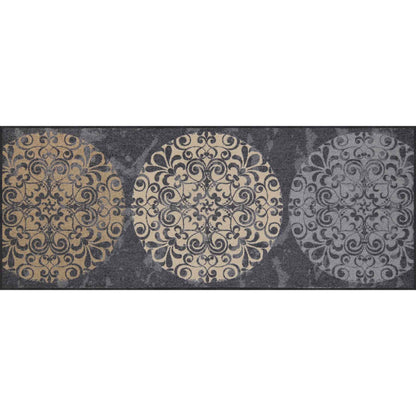 Teppichläufer 75x190 Fliesenkreise anthrazit