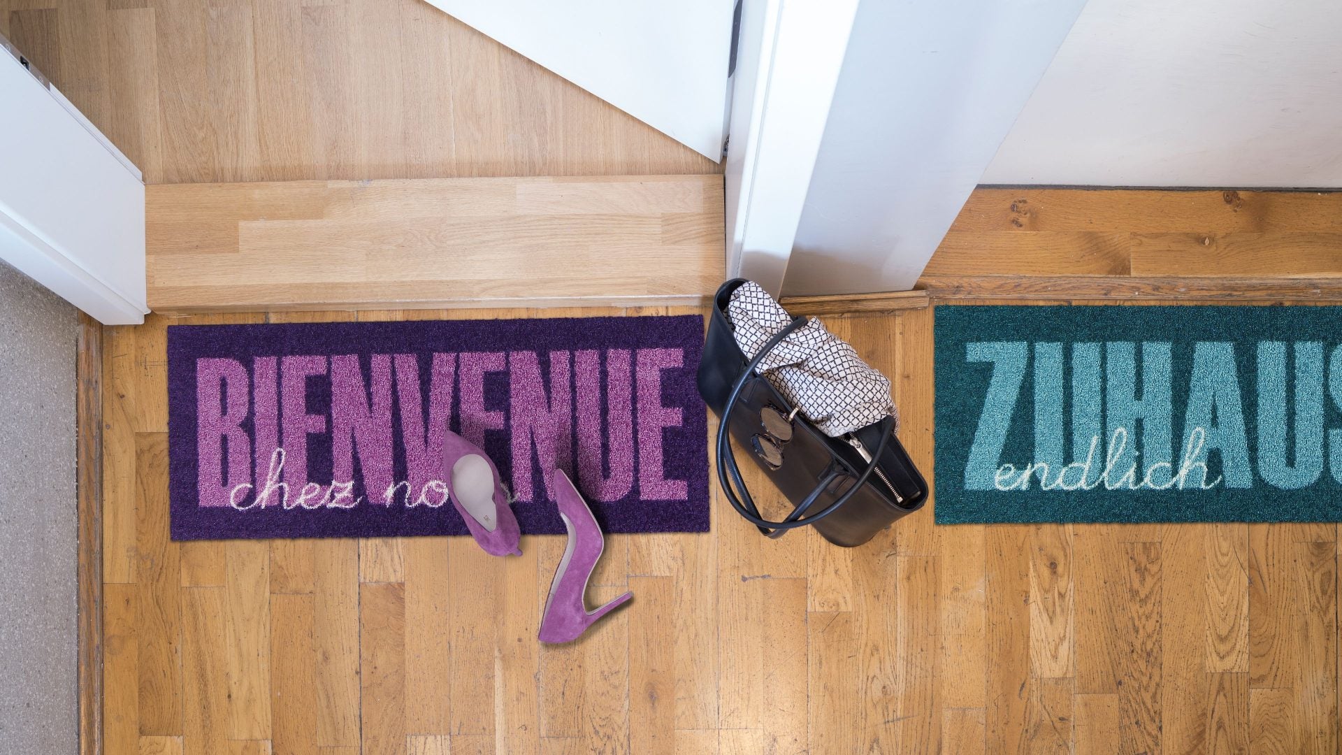 Fußabtreter klein 30x75  Bienvenue Type violet