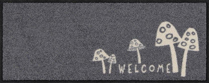 Fußabtreter klein 30x75 Welcome Mushrooms grau