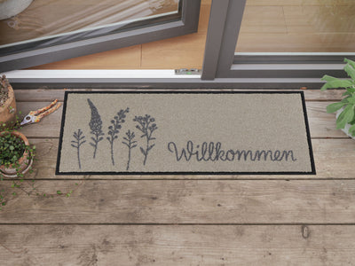 Fußabtreter klein 30x75 Willkommen Wiese grau