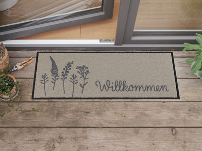 Fußabtreter klein 30x75 Willkommen Wiese grau