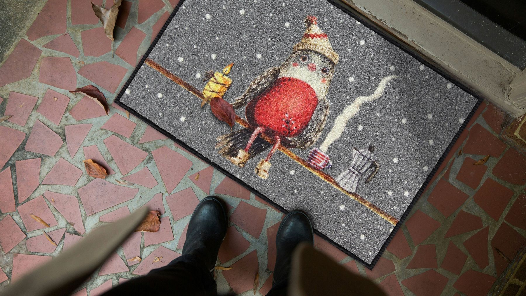 Fußmatte 50x75 Cozy Bird braun