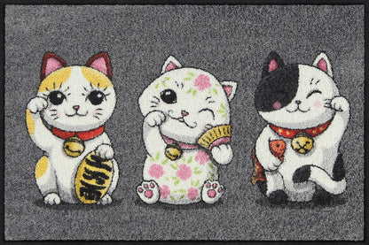 Fußmatte 50x75 Lucky Cats grey grau