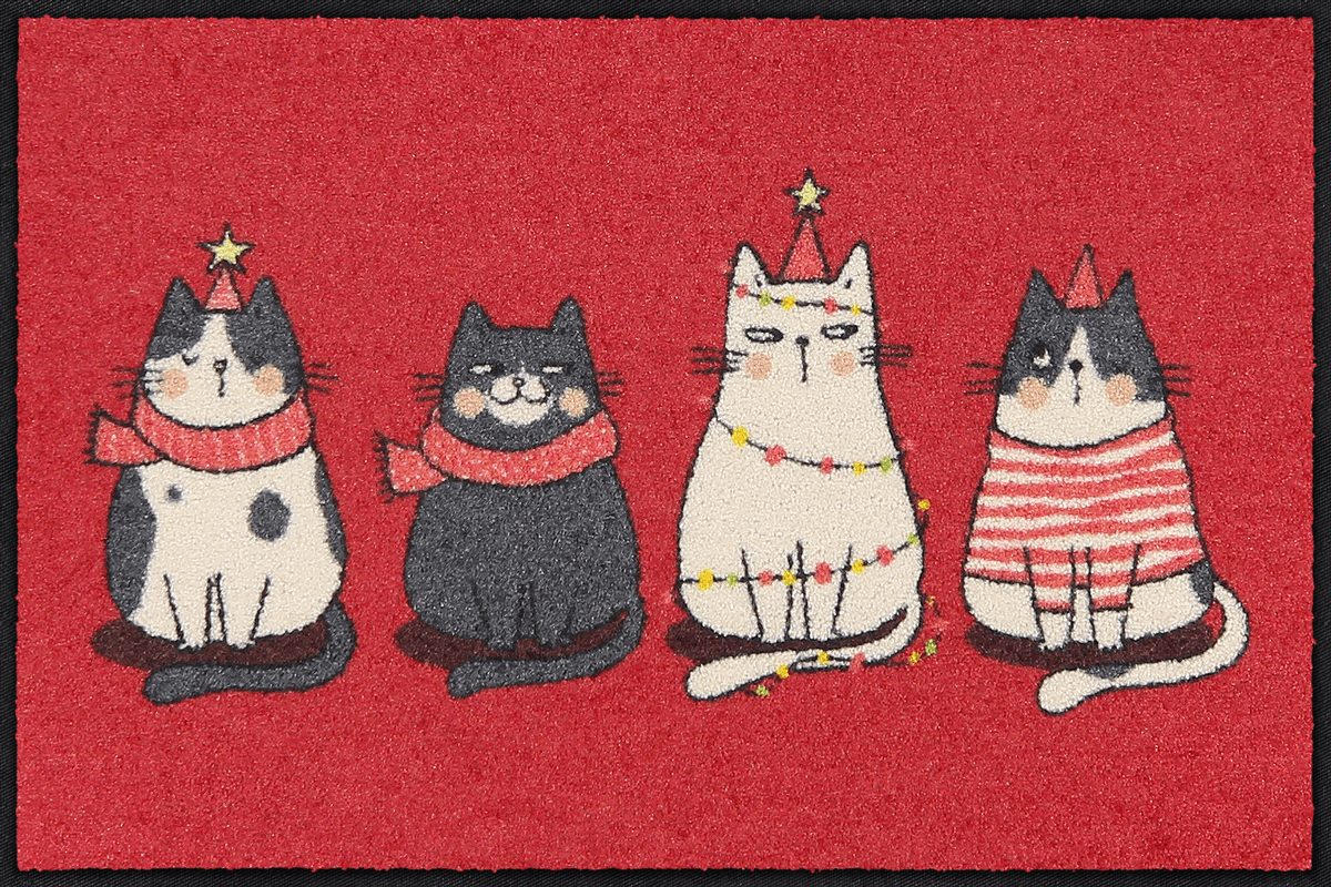 Fußmatte 50x75 Meowy Christmas red anthrazit