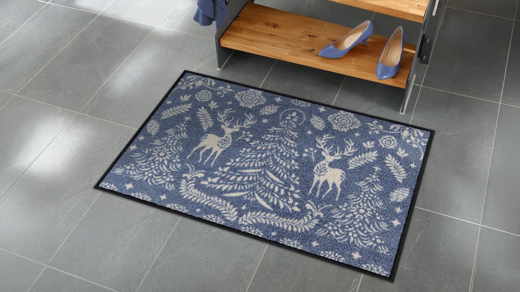 Fußmatte 50x75 Scandi Forest blue blau