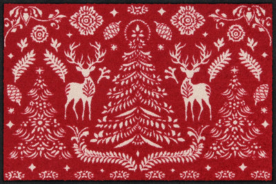 Fußmatte 50x75 Scandi Forest red grau