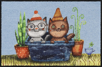 Fußmatte 50x75 Trouble-Cats rot