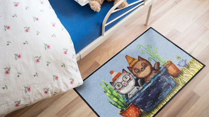 Fußmatte 50x75 Trouble-Cats rot