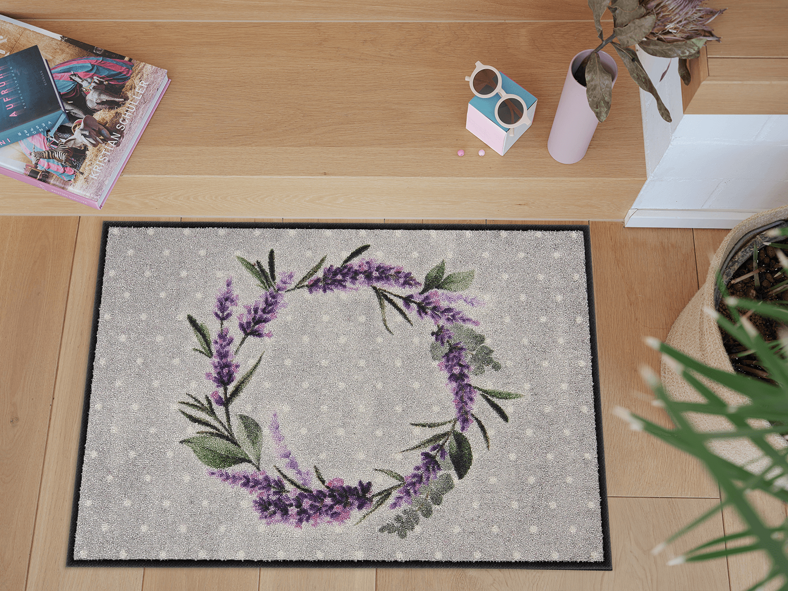 Fußmatte 50x75 Lavender Wreath grau
