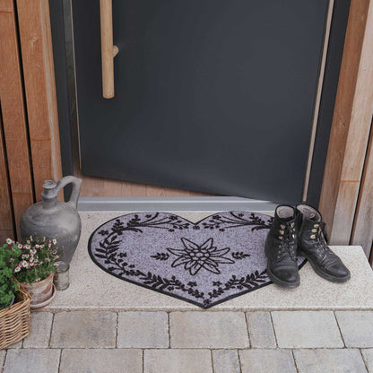 Fußmatte 55 x 76 cm Edelweiss-Heart Shape grau Sonderform