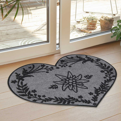Fußmatte 55 x 76 cm Edelweiss-Heart Shape grau Sonderform