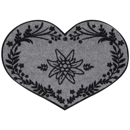 Fußmatte 55 x 76 cm Edelweiss-Heart Shape grau Sonderform
