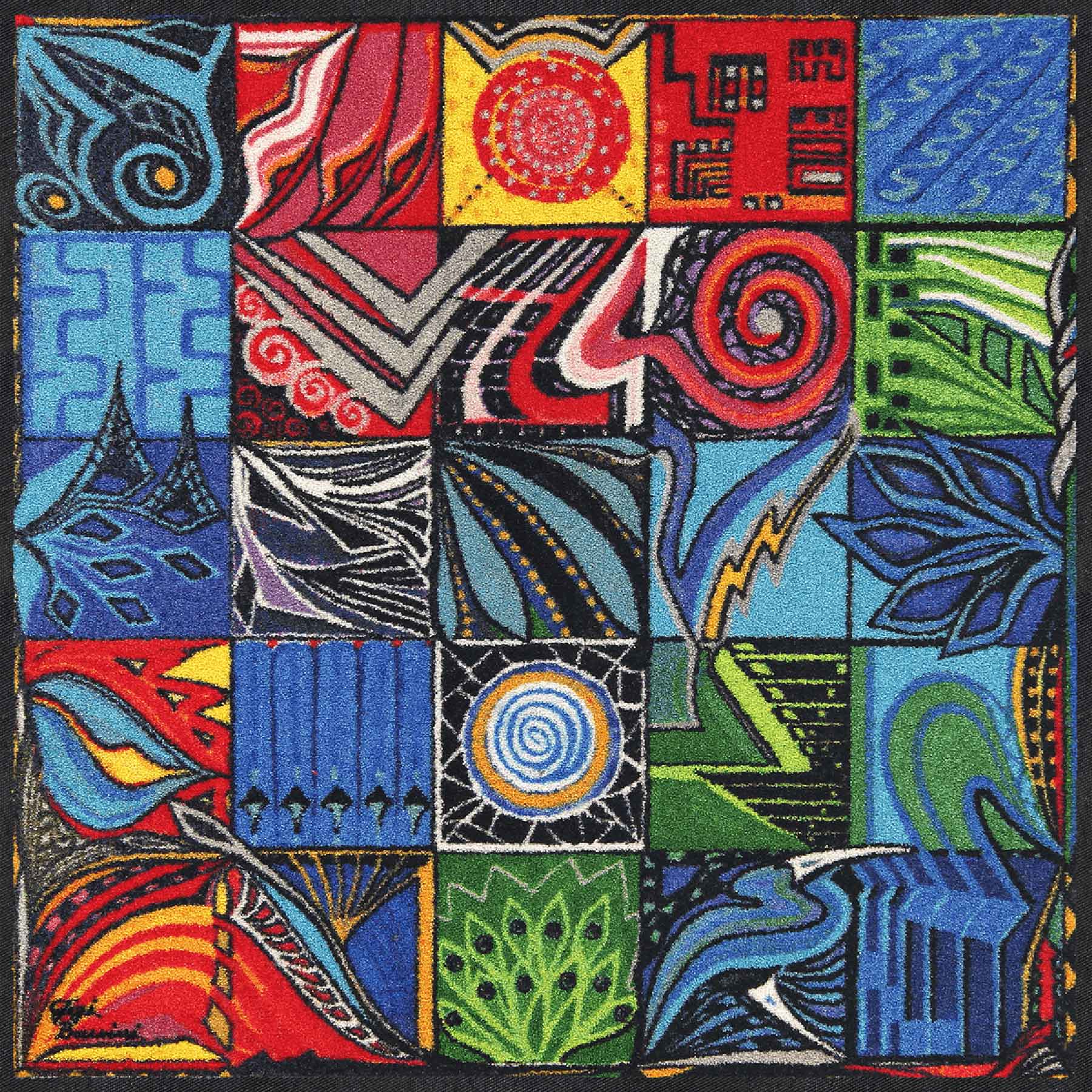 Fußmatte 85x85 Gemelli blau quadratisch