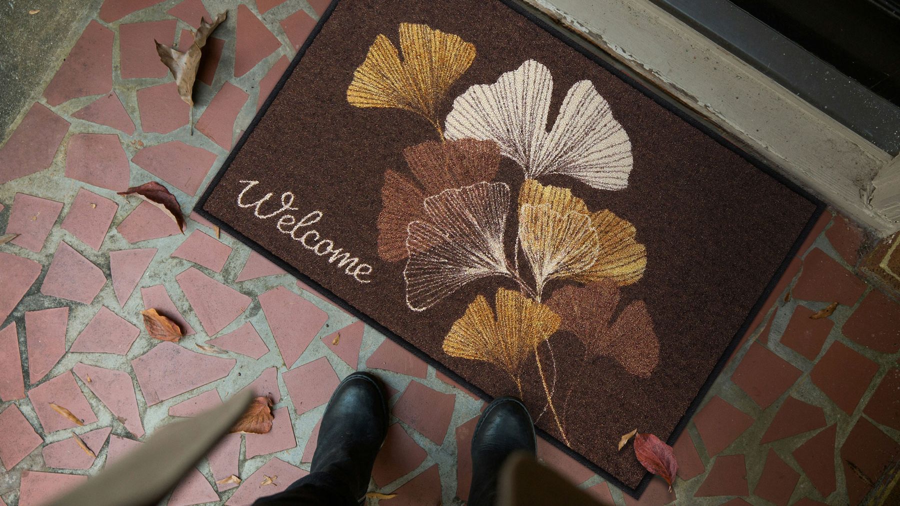 Fußmatte 50x75 Ginko Welcome mocca