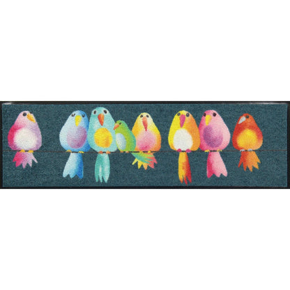 Läufer klein 30x100 Rainbow Birds blau