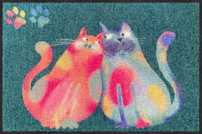 Fußmatte 50x75 Rainbow Cats grün