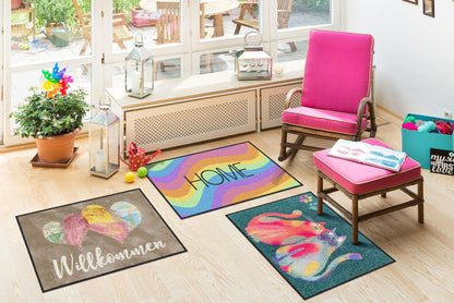 Fußmatte 50x75 Rainbow Cats grün