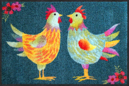 Fußmatte 50x75 Rainbow Chicken petrol grün