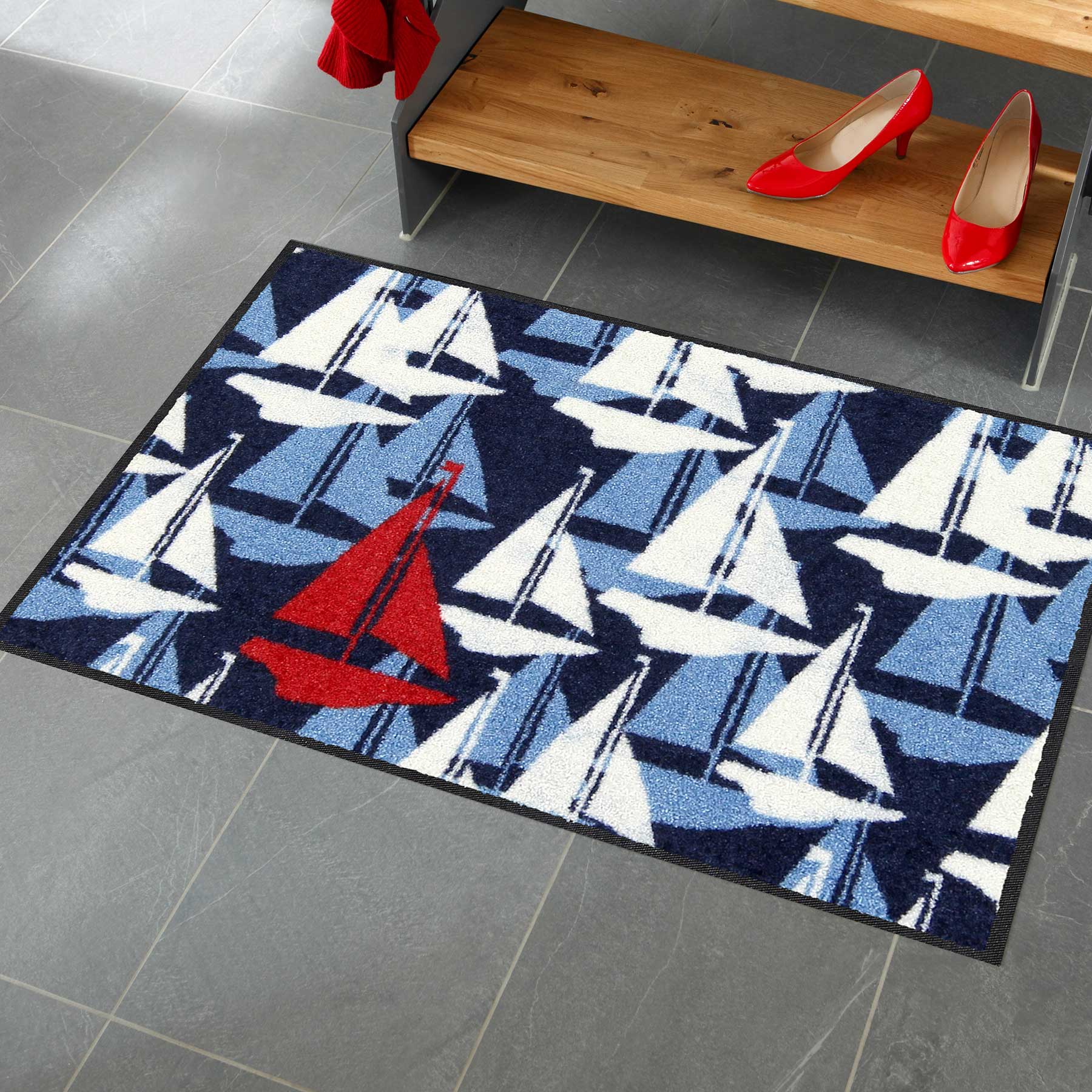 Fußmatte 50x75 Sail Boats blau