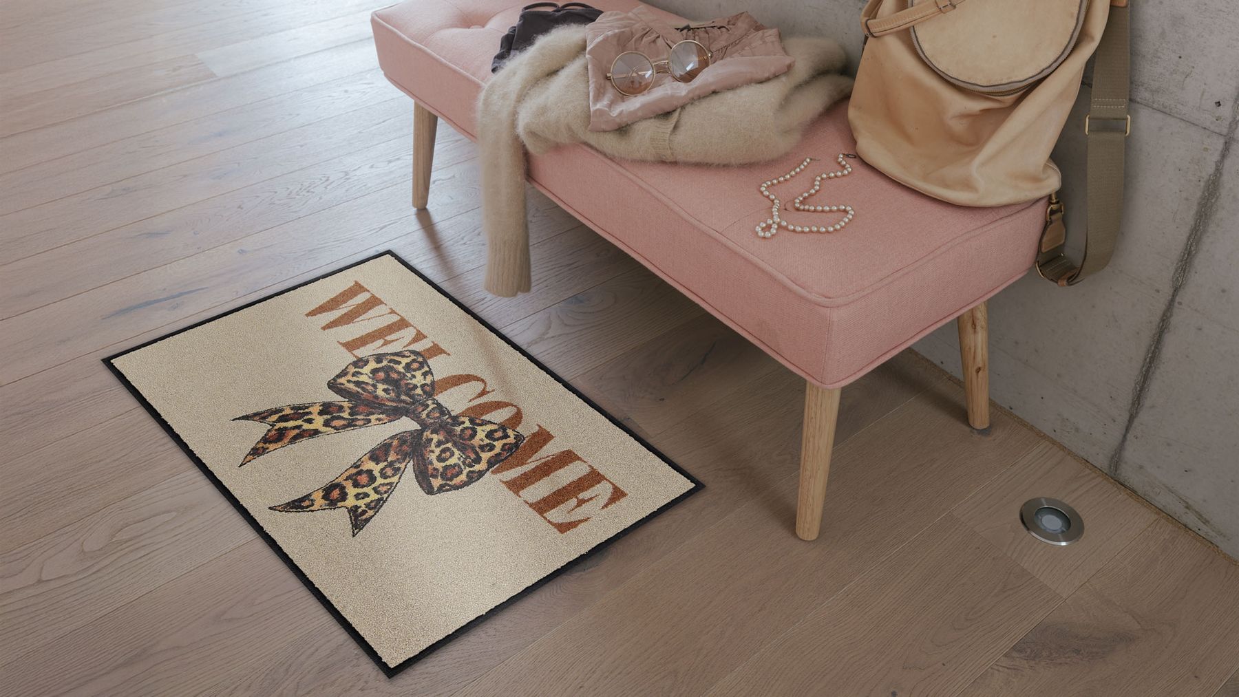 Fußmatte 50x75 Welcome Ribbon braun