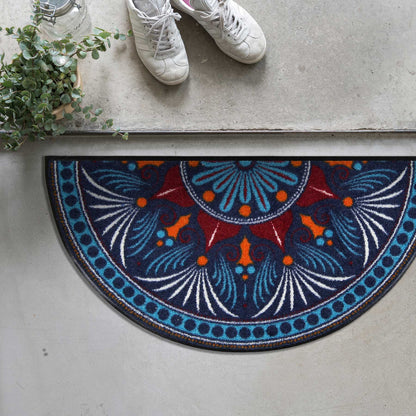 Fußmatte 42x85 Yara turquoise-red blau halbrund