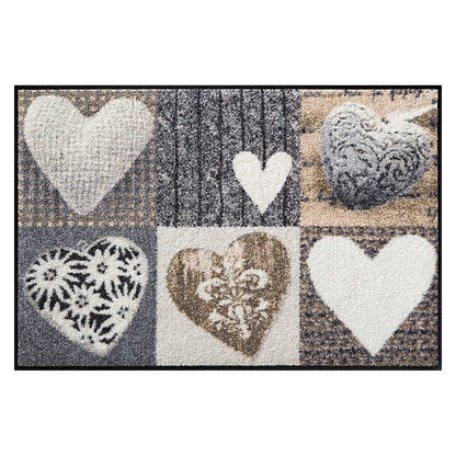 Fußmatte 50x75 Alpenglück Herzen grau