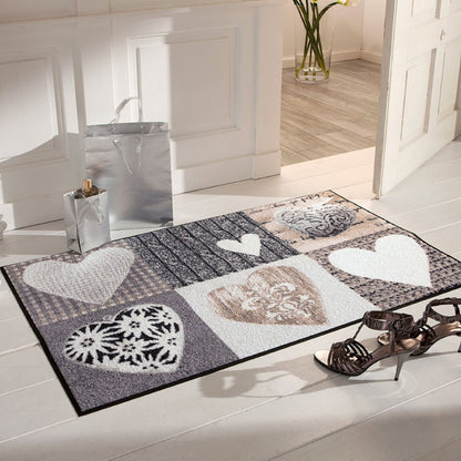 Fußmatte 75x120 Alpenglück Herzen grau