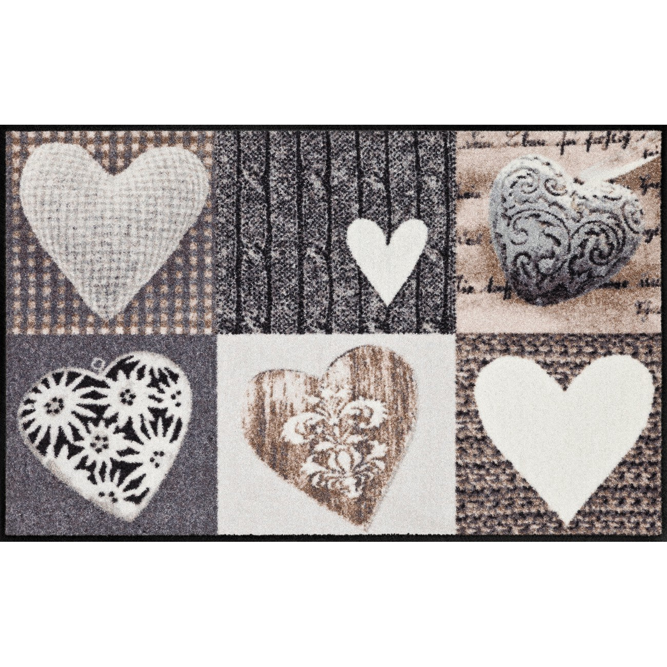 Fußmatte 75x120 Alpenglück Herzen grau
