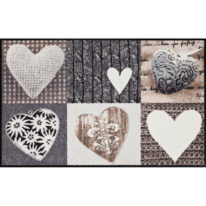 Fußmatte 75x120 Alpenglück Herzen grau