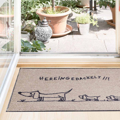Fußmatte 50x75 Hereingedackelt family beige sand