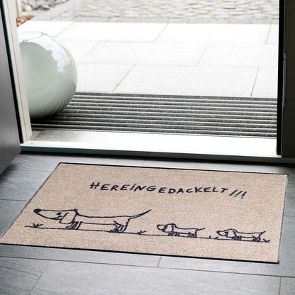 Fußmatte 50x75 Hereingedackelt family beige sand