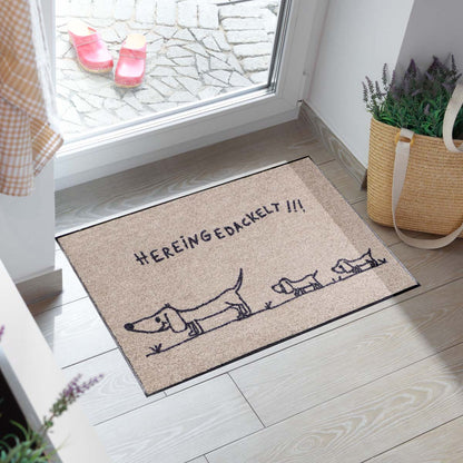 Fußmatte 50x75 Hereingedackelt family beige sand