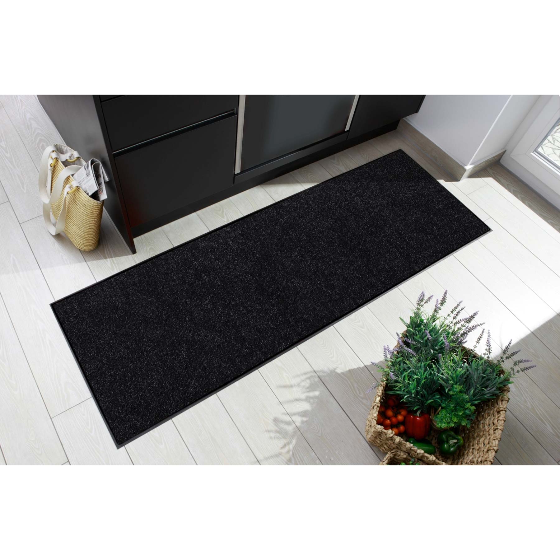 Teppichläufer 75x190 Uni Schwarz