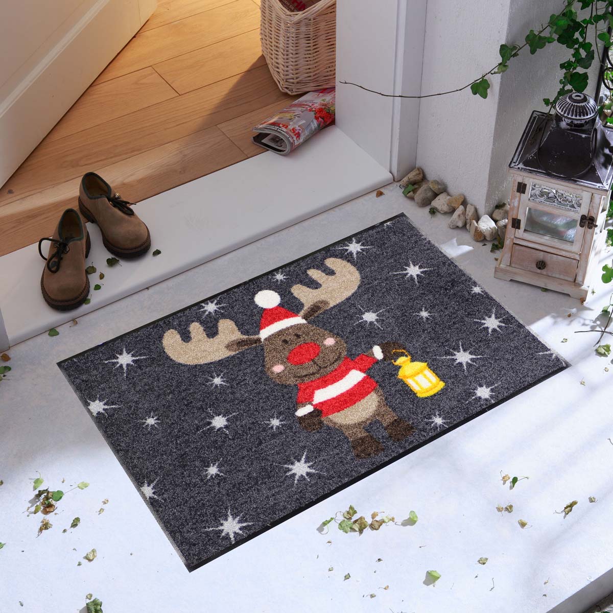 Fußmatte 50x75 Elch Rudi grau