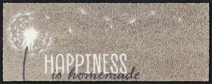 Salonloewe Küchenmatte mit Schriftzug „Happiness is homemade“ und Pusteblume auf Beige