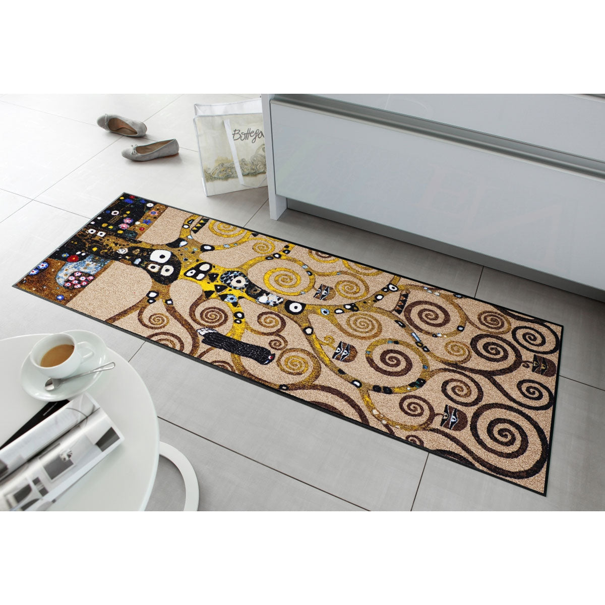 Teppichläufer 75x190 Klimt Lebensbaum beige