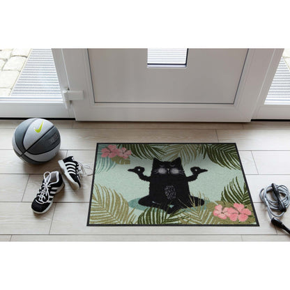 Fußmatte 50x75 Yogakatze grün