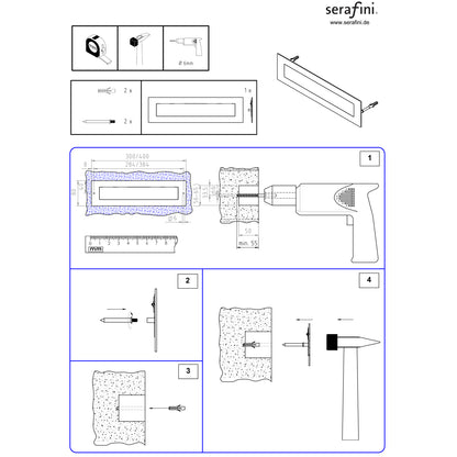 Briefeinwurf-Klappe aus Edelstahl V4A, Post-schlitz recht-eckig 400mm x 80mm, Außen-Einwurfblende