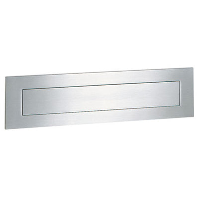 Briefeinwurf-Klappe aus Edelstahl V4A, Post-schlitz recht-eckig 400mm x 80mm, Außen-Einwurfblende
