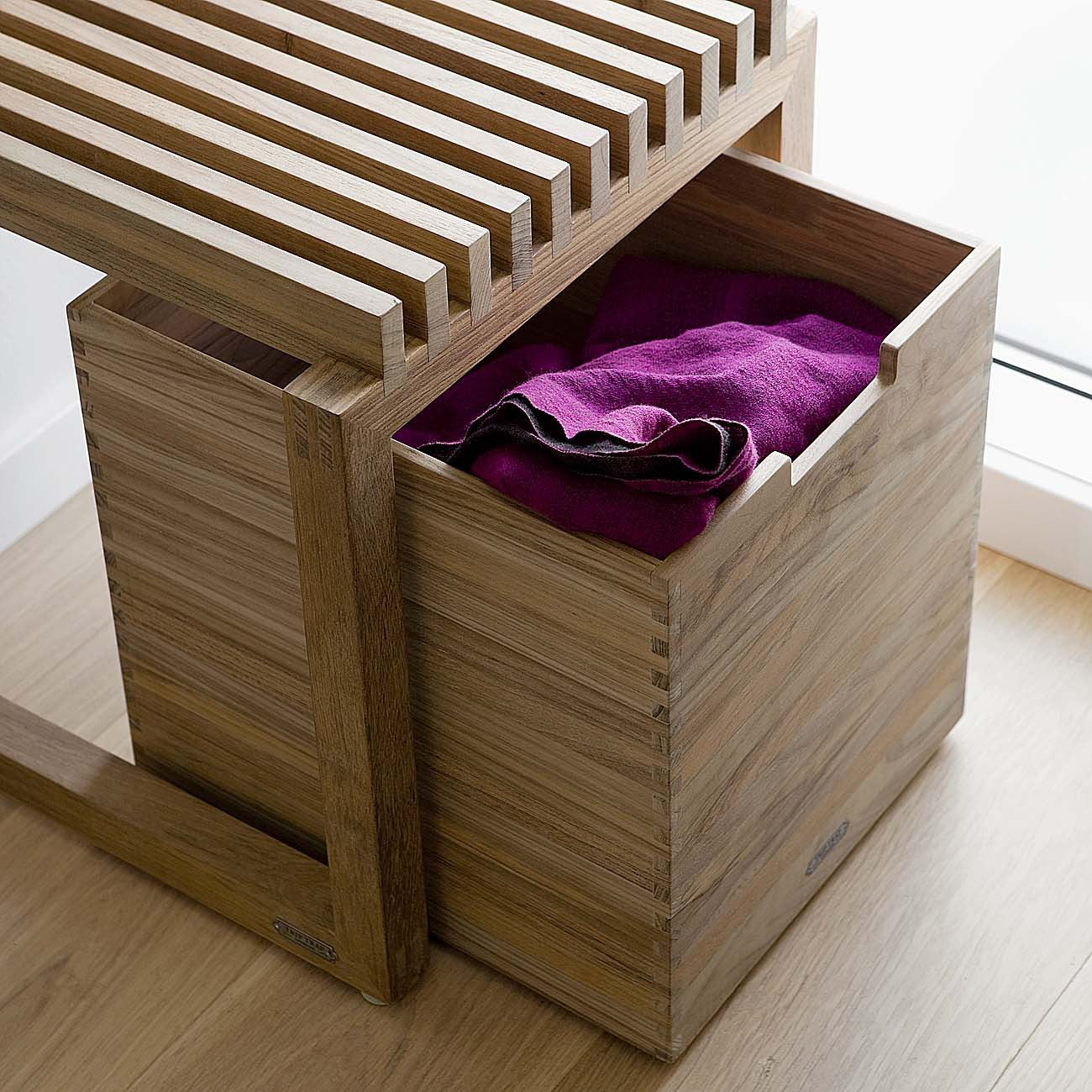 Cutter Box groß mit Rollen Teak S1920420