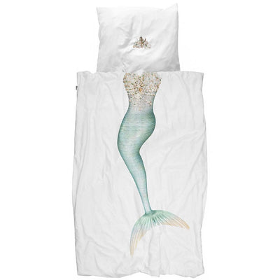 Kinder Bettwäsche Set Mermaid - Meerjungfrau mit Glitzer und Krone