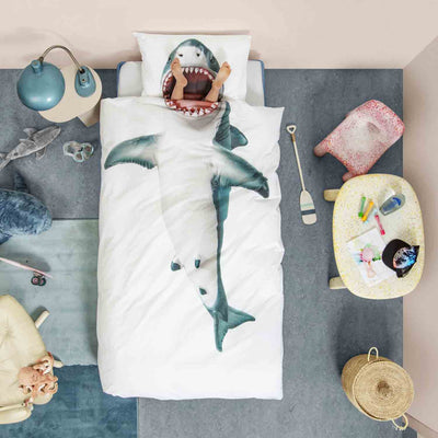 Du bist ein Hai - erholsam schlafen in fotorealistischer Bettwäsche - Snurk Shark macht es möglich