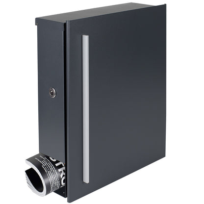 Standbriefkasten mit Zeitungsfach anthrazit (RAL 7016) SBox 110R-b Briefkasten mit Pfosten (einbetonieren) Rechtsanschlag