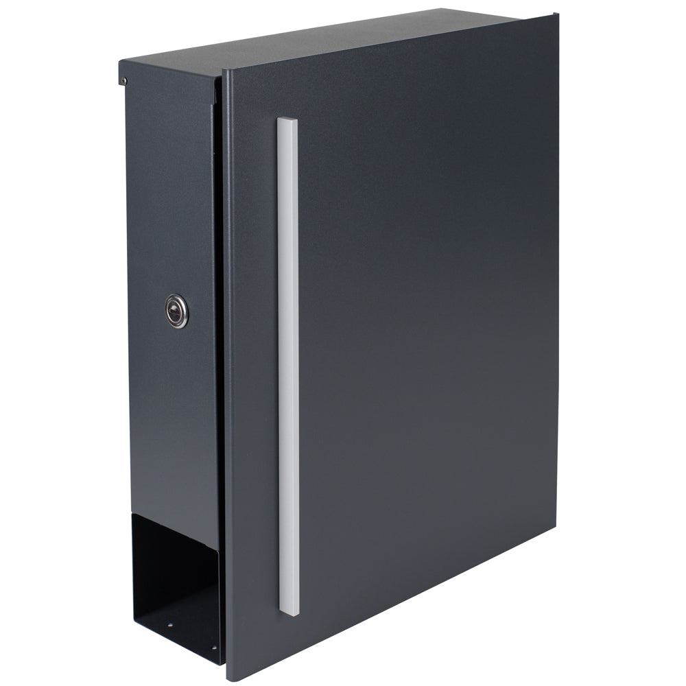 Standbriefkasten mit Zeitungsfach anthrazit (RAL 7016) SBox 110R-b Briefkasten mit Pfosten (einbetonieren) Rechtsanschlag