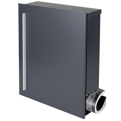Standbriefkasten mit Zeitungsfach anthrazit (RAL 7016) SBox 110R-b Briefkasten mit Pfosten (einbetonieren) Rechtsanschlag