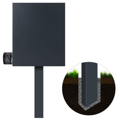 Standbriefkasten mit Zeitungsfach anthrazit (RAL 7016) SBox 111b Briefkasten mit Pfosten (einbetonieren)