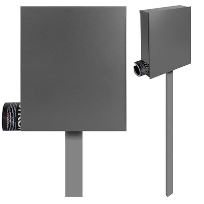 Standbriefkasten grau-aluminium (RAL 9007) SBox 111b (einbetonieren) mit Zeitungsfach