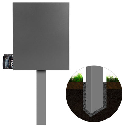 Standbriefkasten grau-aluminium (RAL 9007) SBox 111b (einbetonieren) mit Zeitungsfach
