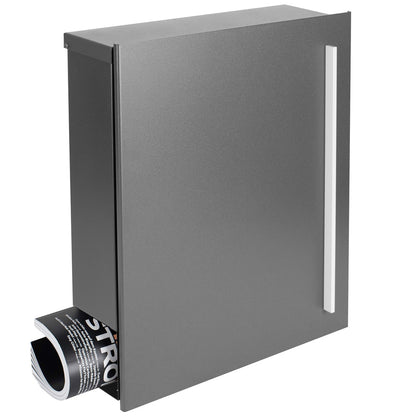 Standbriefkasten mit Zeitungsfach grau-aluminium (RAL 9007) SBox 110b Briefkasten mit Pfosten (einbetonieren)