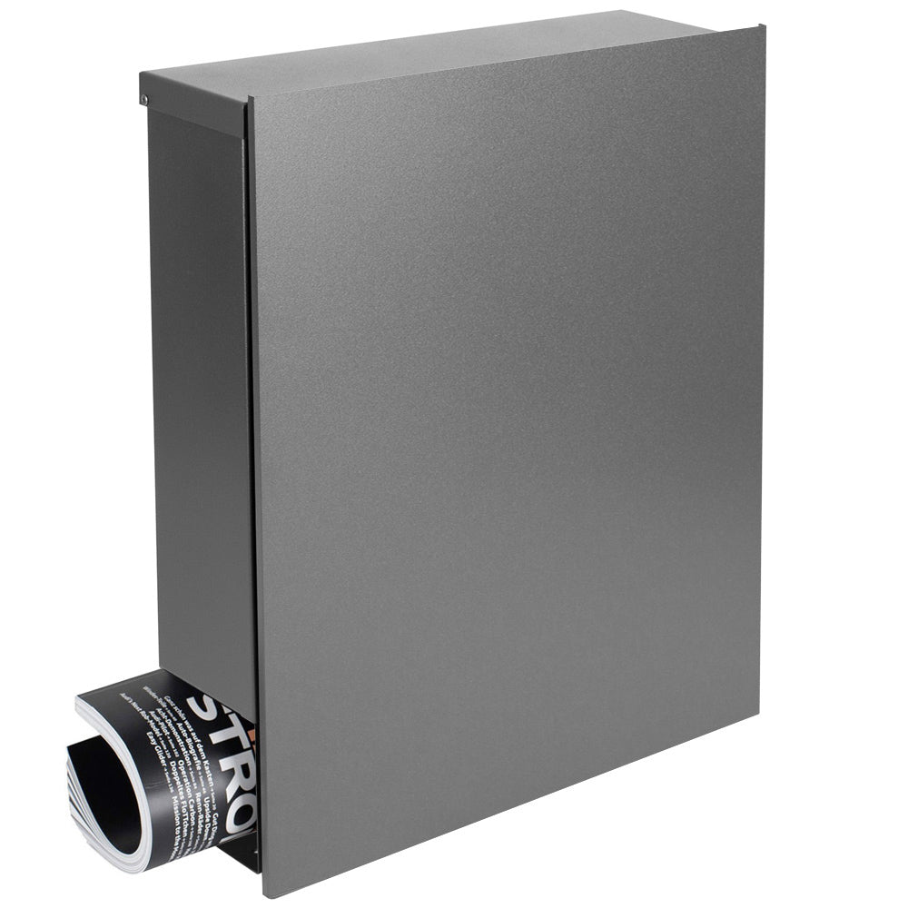 Standbriefkasten grau-aluminium (RAL 9007) SBox 111b (einbetonieren) mit Zeitungsfach